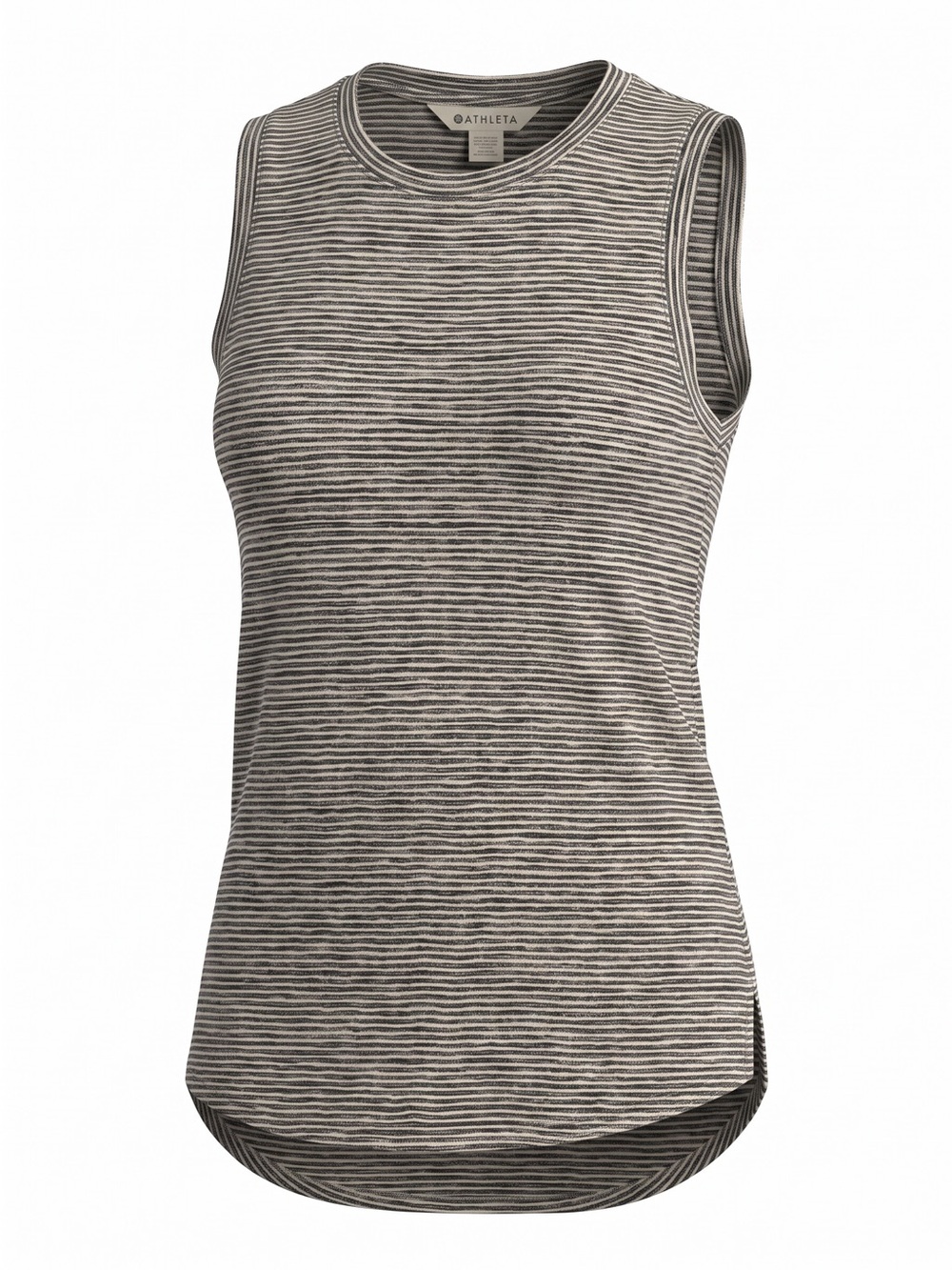 🌟🌟Athleta🌟Black and White Distressed Striped Sleeveless Tee🌟SZ L🌟Brand New🌟🌟